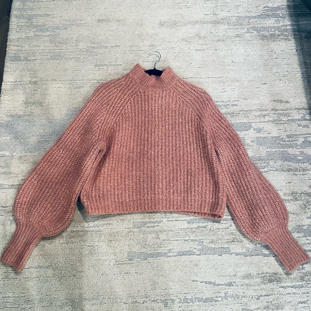 Zara Pink Balloon Sleeve High Neck Sweater NWT - Picture 3 of 7